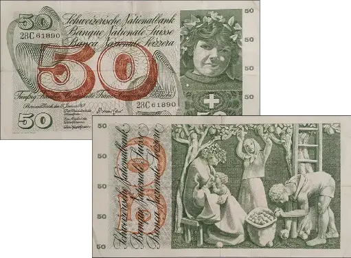 [7994.1955.02] 50 Franken Banknote Schweiz, 5. Emission (1955-1974)  