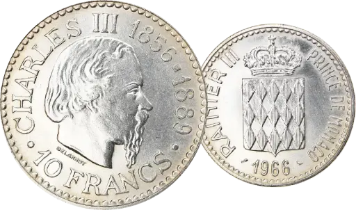 [7984.1966.02] 1966, 10 Francs, Rainier III, Monaco