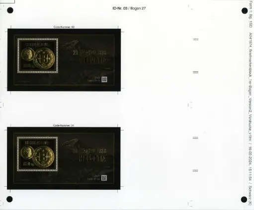 [7829.2025.64] 2025, 20 Franken HELVETIA von 1888 - Druckbogen