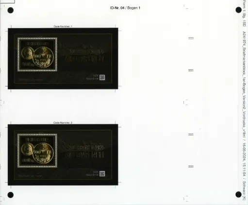 [7829.2025.65] 2025, 100 Franken GOLDVRENELI von 1925 - Druckbogen