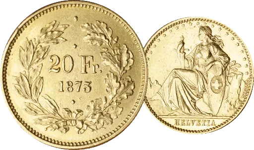 [7870.1873.07] 1873, 20 Franken, 3-Punkt-Probe Eidgenossenschaft