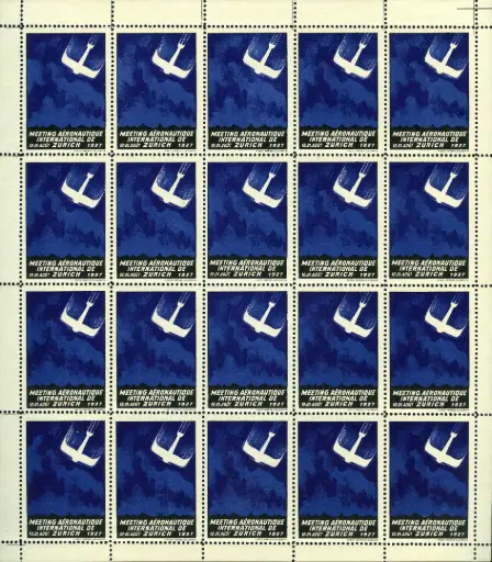[7374.27.50] 1927, Zweites Flugmeeting Zürich, 20er Originalbogen