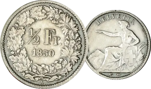 [7883.1850.03] 1850, 50 Rp. Silber-Kursmünze Sitzdende Helvetia
