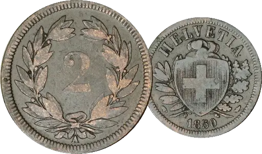 [8002.1850.02] 1850, 2 Rp. Kursmünze