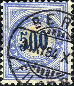 [7564.9.01] 500 Rp. Ziffer, weisses Papier Type II blau- dunkelblau