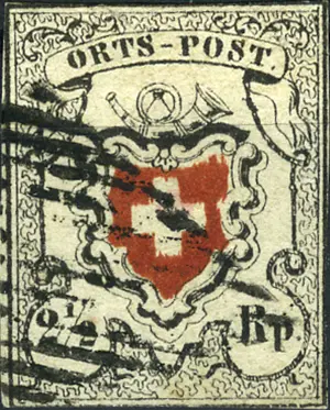 [7033.13.10] 1850 Ortspost, schwarze Raute, kleine Mängel