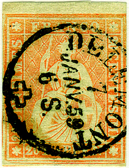 [7158.25.01] 20 Rp. gelblichorange, Einkreisstempel Entlebuch