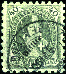 [7270.69.29] 40 Rp. grau, sauber gestempelt Beatengasse, überdurchschnittlich gezähnt