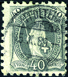 [7270.69.30] 40 Rp. grau, sauber gestempelt Affoltern 15.X.89, überdurchschnittlich gezähnt