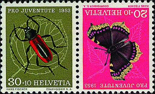 [7330.44.01] 20+30 Rp. Trauermantel, 30+20 Rp. Purpur-Bockkäfer