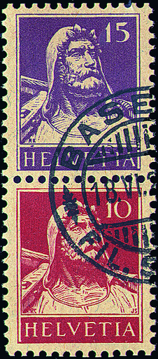 [7340.3.02] 15+10 Rp. violett u. rot Type 2