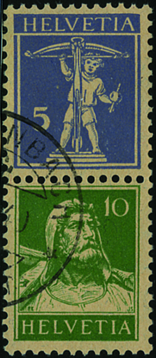 [7340.8.02] 5+10 Rp. grauviolett und grün