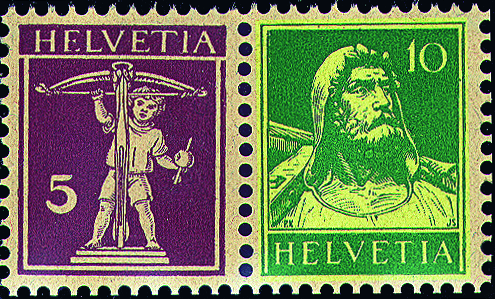 [7340.13.01] 5+10 Rp. rotlila und blaugrün