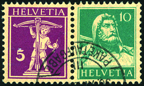 [7340.13.03] 5+10 Rp. rotlila und blaugrün