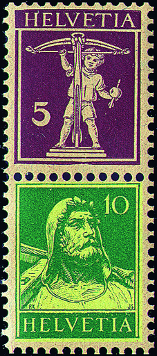 [7340.14.01] 5+10 Rp. rotlila und blaugrün