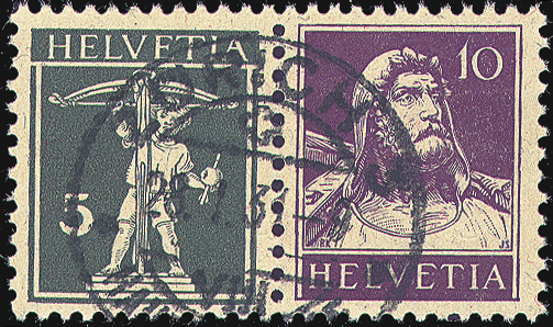 [7340.16.05] 5+10 Rp. olivgrün und d'violett