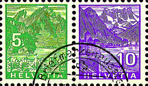 [7340.19.04] 5+10 Rp. blaugrün und hellviolett