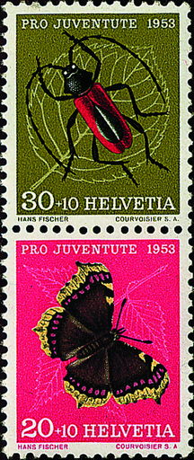 [7340.41.02] 30+20 Rp. +Zuschlag, Purpur-Bockkäfer, Trauermantel