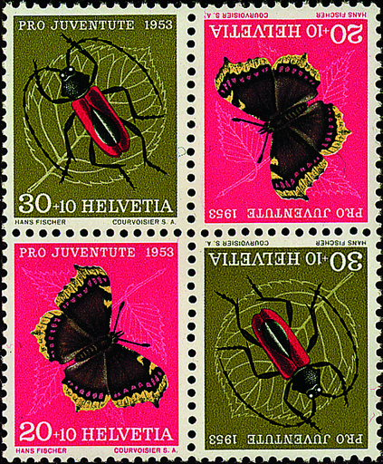 [7340.41.03] 30+20 Rp. +Zuschlag, Purpur-Bockkäfer, Trauermantel