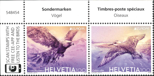[7340.1727.05] 2019, Europa-Vögel, "Fehlender Gold- oder Silberaufdruck"