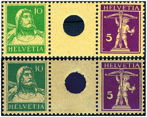 [7350.28.01] 10+5 Rp. grün und rotlila