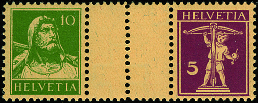 [7350.35.01] 10+5 Rp. grün und rotlila