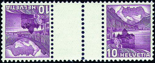 [7350.48.03] 10+10 Rp. Schloss Chillon, rotlila