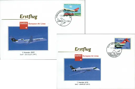 [7371.2005.07] SWISS Erstflüge Basel - Zürich, Genf - Zürich