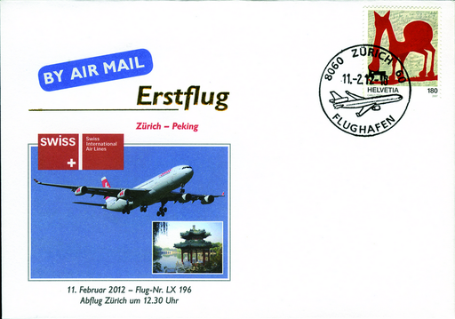 [7371.2012.05] 2012, Erstflug SWISS "Zürich-Peking"