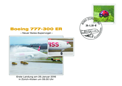 [7371.2016.03] 2016, SWISS-Supervogel BOEING 777-300 ER erstmals in der Schweiz gelandet
