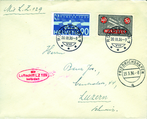 [7372.224.01] 1936, Erste Postfahrt, LZ 129 Hindenburg