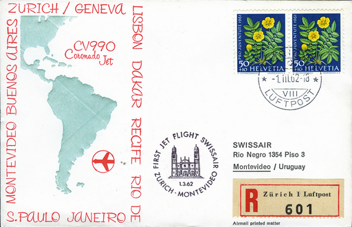 [7373.62.11] 1962, SWISSAIR, Zürich-Montevideo