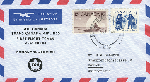 [7373.62.27] 1962, Trans Canada Airlines, Edmonton-Zürich
