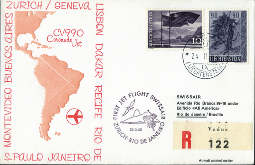 [7373.62.10] 1962, SWISSAIR, Zürich-Rio de Janeiro