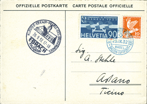 [7374.32.10] 1932, Ballonpost Gordon-Bennet-Wettfahrt Basel