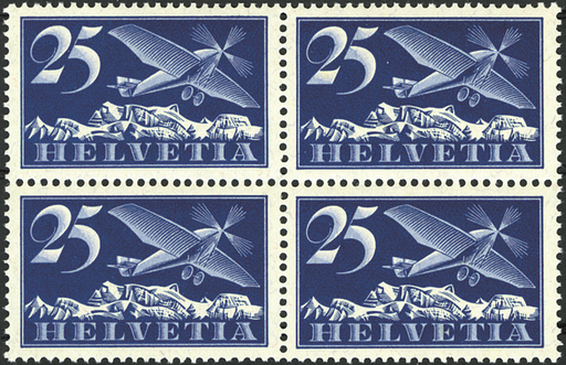 [7375.5.01] 25 Rp. Flugzeug, blau-graublau