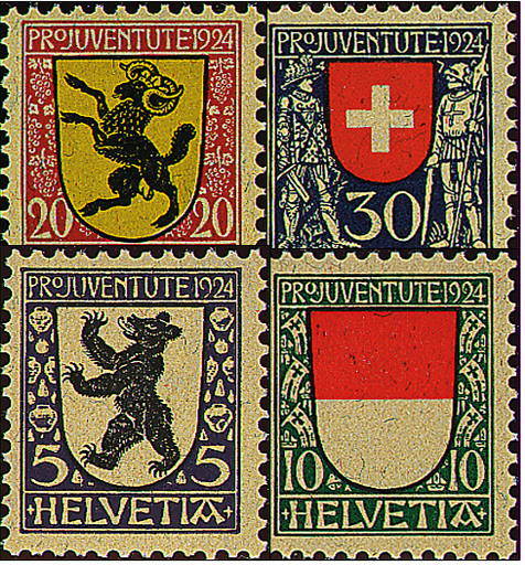 [7390.29.01] 1924 Kantons- und Schweizer Wappen