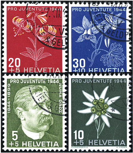 [7390.109.02] 1944, Bildnis Numa Droz' und Alpenblumenbilder