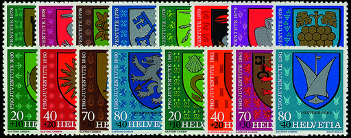 [7390.265.05] 1978-1981, Gemeindewappen I-IV Komplett-Kollektion