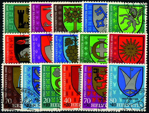 [7390.265.06] 1978-1981, Gemeindewappen I-IV Komplett-Kollektion
