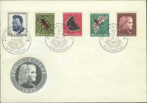 [7396.148.01] 1953, Mädchenbildnis, Insektenbilder und Selbstbildnis Ferdinand Hodlers