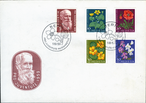 [7396.178.01] 1959, Bildnis Karl Hiltys, Wiesen- und Gartenblumen