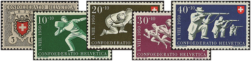 [7400.46.01] 1950, 100 Jahre Eidgenössische Post und Sportdarstellungen
