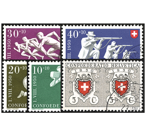 [7400.46.02] 1950, 100 Jahre Eidgenössische Post und Sportdarstellungen