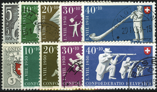 [7400.46.04] 1950-1951 Pro Patria Komplett-Kollektion