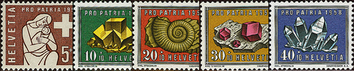 [7400.86.01] 1958, Sinnbild, Mineralien, Versteinerungen