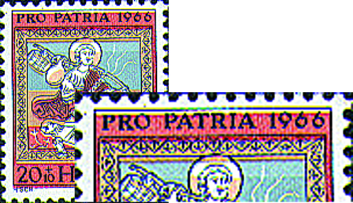 [7400.130.01] 20+10 Rp. A. d. Weg n. Ägypten, "Blaudruck 0,5 mm nach oben verschoben"