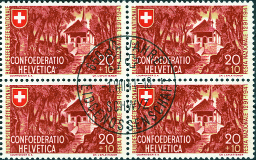 [7405.14.02] 20+10 Rp. bräunlichzinnober-gelb-rot, "Bräunlichzinnober statt zinnober"