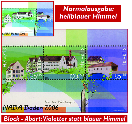 [7410.93.06] 2006, Nationale Briefmarkenausstellung Baden (NABA 2006) I, &quot;Violett statt blau&quot;