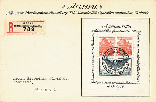[7411.11.01] 1938, Nationale Briefmarkenausstellung in Aarau